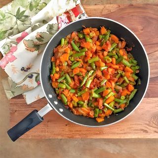 Паровая тыква со стручковой фасолью