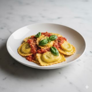 Ravioli ricotta e spinaci al pomodoro