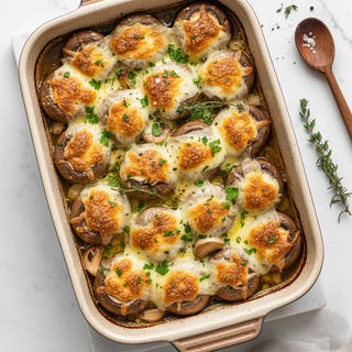 Ciuperci la cuptor cu mozzarella