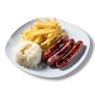 Salsichas Frescas Grelhadas | c/ Arroz & Batata Frita