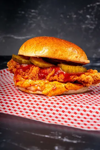 Buffalo-Ranch Fried Chicken Burger