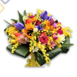 Mazzo grande misto con mimosa 