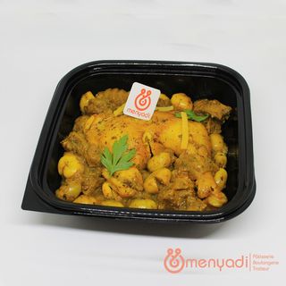 TAJINE POULET MEKALLI, DEGHMIRA,  OLIVES MESLALLA