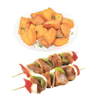 Pomme De Terre Sautée + Brochette De Poulet