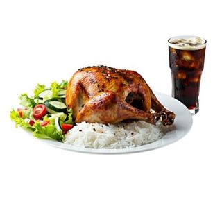 2 Pollo A L'Ast Entero Con Ensalada Especial Con Arroz Y Bebida