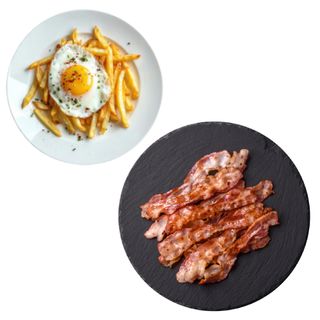 Huevos fritos, patatas y bacón