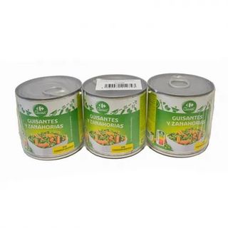 Guisantes con Zanahoria Carrefour Pack 3x130 Gr.