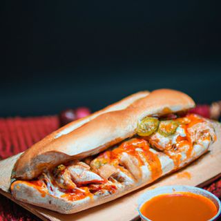 Baguette De Pollo Y Salsa Barbacoa