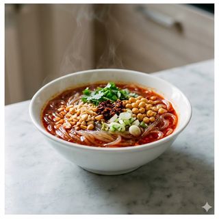 Spaghetti di riso in brodo agropiccante