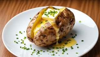 Ziemniaczek zapiekany z gulaszem mięsnym