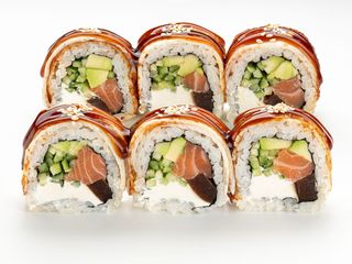 Рол з вугрем, лососем та цитрусовим желе