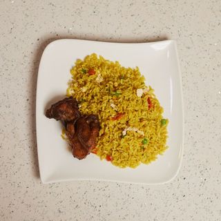 Fried Rice And Peppered Chicken