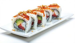 Uramaki tonno cotto, avocado e sesamo
