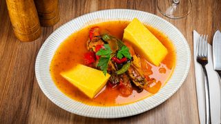 Saramură de pleurotus cu mămăliguță