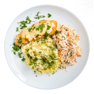 Kotlet drobiowy zapiekany z brzoskwinia i serem