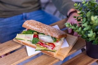 Hummus healthy sandwich vegan