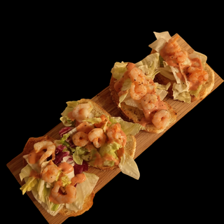 4 bruschette gamberetti