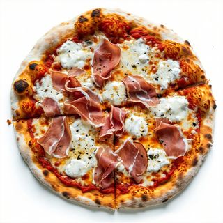 Pizza stracciatella e speck