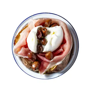 Burrata, prosciutto crudo e olive