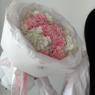 Букет «Гортензії (3) з діантусами (15)»