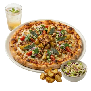 4.Menú Pizza Turca Con Pollo, Patatas, Ensalada Y Bebida