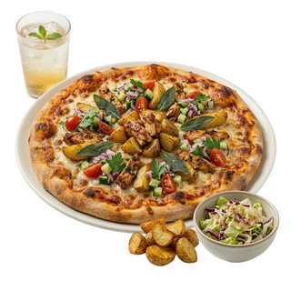 4.Menú Pizza Turca Con Pollo, Patatas, Ensalada Y Bebida