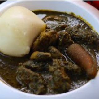 Pounded Yam and Black soup