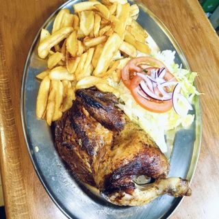 1/2 pollo asado con patatas 