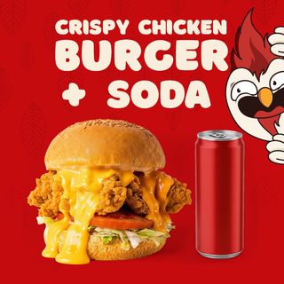 Crispy chicken burger + soda