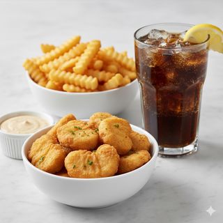 Plato De Nuggets Con Patatas Y Refresco