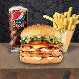 Meniu burger de lux (pui) cu cașcaval