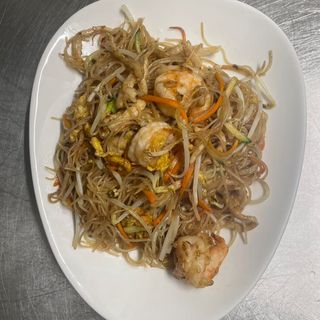 07. Spaghetti di riso con gamberi, carne e verdure