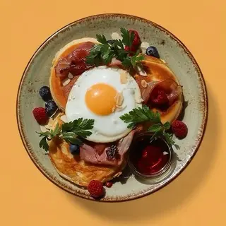 Pancakes with Eggs and Bacon