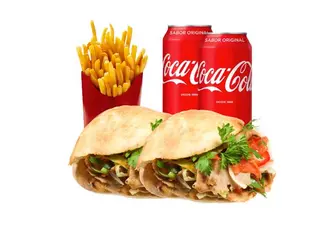2 Doner Kebab + Patatas Fritas + 2 Refrescos