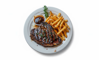 Grilled pork with French fries