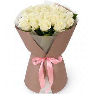 Букет 25 білих троянд"White Beluga"