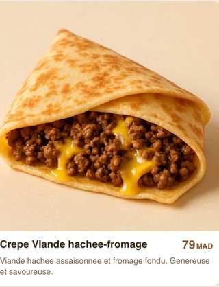 Crêpe viande hachée fromage