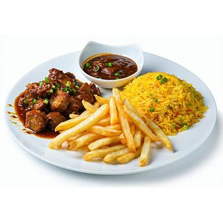 Half Chips, Half Pilau And Offals