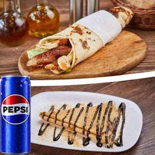 Pileći wrap + palačinka Nutella + Pepsi