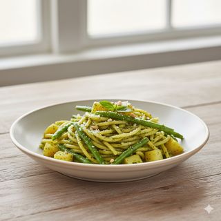 Trofiette al pesto di Prà con patate e fagiolini