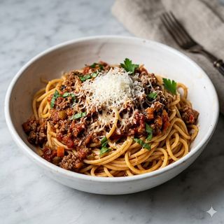 Spaghetti alla bolognese con ragú de ternera