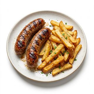 Beef Sausages With Chips