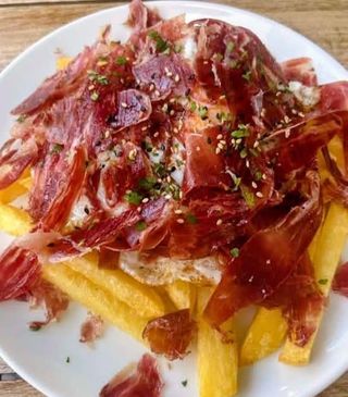 Patatas con jamón 100% ibérico de bellota