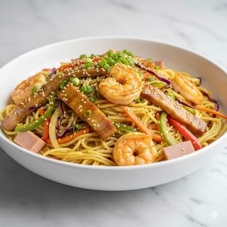 Tallarines De Arroz Especial Con Curry Suave