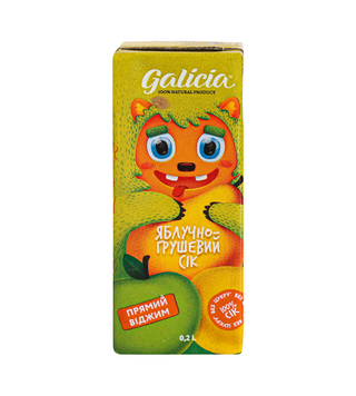Сік Galicia пастеризований яблучно-грушевий 0.2л