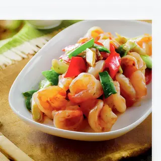 Gambas con salsa de ostras