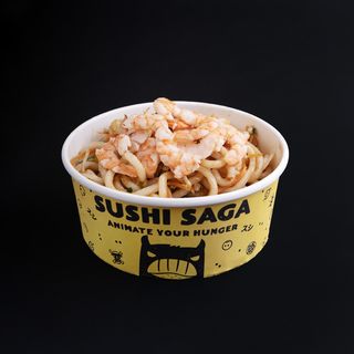 Udon con gamberi e verdure