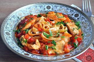 Лагман с острой курицей