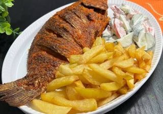 Big Grilled Tilapia Fish With Chips & Salad