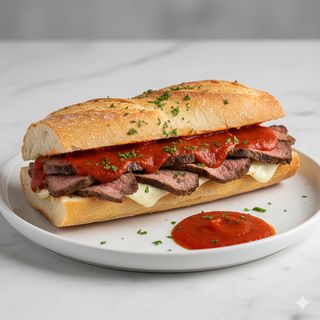 Bocata De Carne En Salsa De Tomate